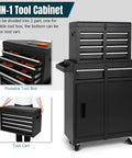 Premium Rolling Utility Cart Featuring Five Deep Storage Drawers and Totally Adjustable Shelves for Boss Level Home Organization and Garage Projects with detachable toolbox.