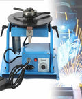 Rock Solid Rotary Welding Positioner With A Slick 180 Mm Turntable And 90 Degree Locking Swing Designed For Smooth Stepless Speed Regulation On All Steel Fabrication And Custom Metal Job Shop Projects, showing speed control and foot pedal.
