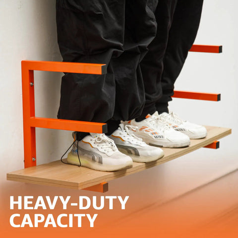 Beefy Heavy Duty Wood Organizer And Lumber Storage Wall Mount Rack With Six Levels Holds Up To 1200 Lbs Indoors Or Outdoors In Bright Orange