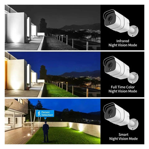 Slick Outdoor WiFi Bullet Security Camera With Heavy Duty Five Megapixel Sensor And Smart AI Human Detection For Crisp Day And Night Surveillance Footage Featuring Dual LED Night Vision And Flexible Storage Support in infrared and color modes.