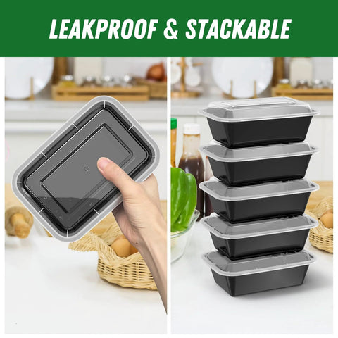 Fifty Pack Of Hundred Piece 24 Oz Meal Prep Containers With Lids Reusable Durable Leakproof And Food Safe Microwave Freezer And Dishwasher Safe For Takeout And To Go Storage BPA Free