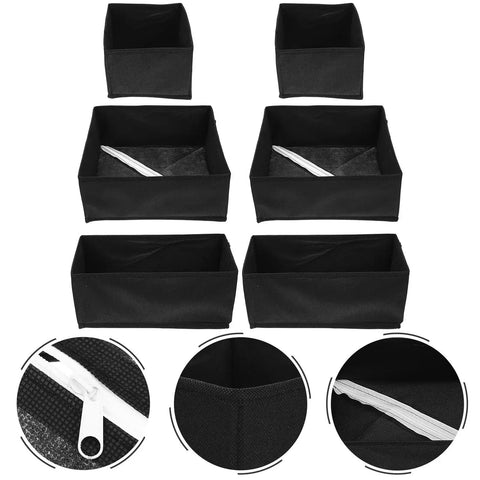 Hella Durable Non Woven Underwear Drawer Organizer Unit With Multiple Divided Compartments for socks, black textile design.