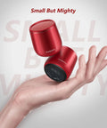 Compact Waterproof Bluetooth Speaker With Big Sound, Portable Mini Wireless Speaker Delivers Punchy Bass And Rich Audio in red, shown in hand
