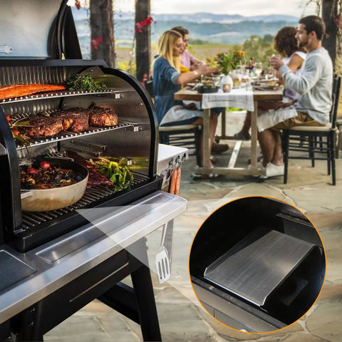 Outdoor barbecue with Stainless Steel Heat Baffle Diffuser Replacement Part For Traeger Pro 22 And 34 Series Tex Elite Tex 2007