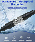 Heavy Duty M12 A Coded 4 Pin Male To Female Sensor Cable 3 Meter 22AWG copper wiring with gold plated connectors and IP67 waterproof seal.