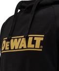 Men's Carrier Hoodie Black Pullover Sweatshirt with DEWALT Logo, Durable PolyCotton Blend, Rugged Workwear for Everyday Tasks