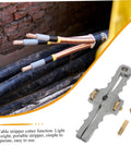 Smooth Operator Adjustable Wire Stripper And Fiber Optic Cable Cutting Tool with cable stripping function on the job site.
