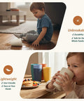 Child with Eco Friendly Wheat Straw Cups Set Unbreakable Drinking Glasses Stackable 12 Oz Tumblers For Kitchen Camping Party RV Dishwasher