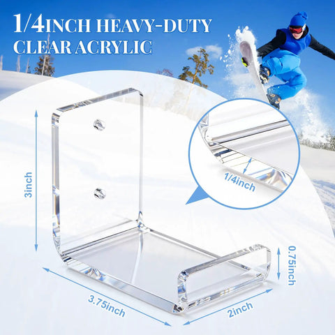 Rad Clear Acrylic Skateboard And Snowboard Wall Mount Rack For Secure Deck Display, 3.75 x 3 x 0.75 inch, heavy-duty design.