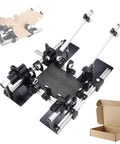 Slick Adjustable Shipping Box Folding Jig For Fast Ecommerce Packing And No Fuss Carton Assembly With Beefy Aluminum Frame demonstrating box sizes.