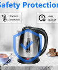 Stainless Steel Electric Kettle 1.8 Liter Fast Boil Tea And Coffee Kettle With Auto Shut Off Boil Dry Protection LED Light