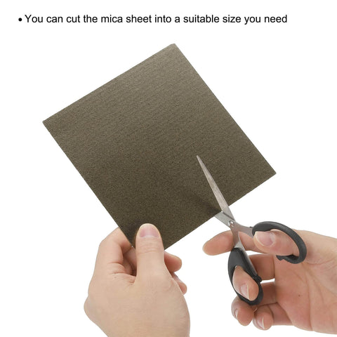 Cutting Waveguide Cover Mica Sheets DIY Fix Kit 6 By 6 Inch 0.008 Inch Thick High Temp 1050°C with scissors
