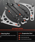 Complete 8-Piece Front End Suspension Rebuild Kit For BMW E46 Models Featuring Solid Lower Control Arms Sway Bar Links And Bushings parts detail