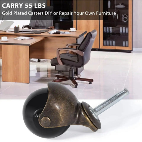 High Quality Brass Caster Wheels 4 Pack 2 Inch Vintage Ball Stem Swivel Casters For Home Furniture Heavy Duty Rolling Rig Smooth Glide With Sockets Badass Durability in office setting.