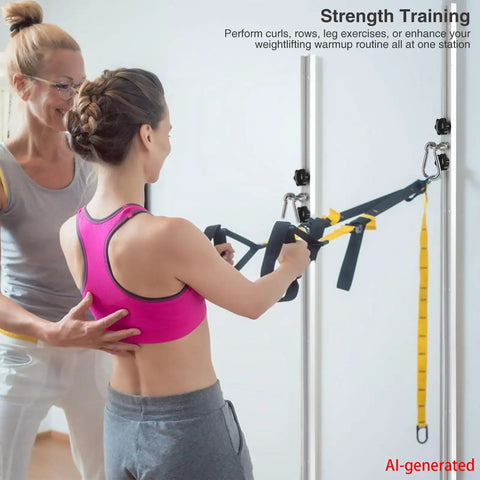 Heavy Duty Adjustable Resistance Band Wall Anchor With Dual Steel Rails And Smooth Glide Carriages For Instant Home Gym Rig Setup Quick Install Mounting Kit No Bands Included in use with strength training.