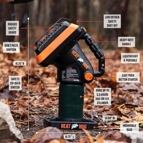 Go-To Portable Propane Radiant Space Heater 4,000 BTU Heats Up To 100 Sq Ft Indoor Outdoor Use Great For Garage Camping Tailgating Boating RVs Ice Fishing Hunting Angled Design For Quick Warmth with compact design and mounting base.