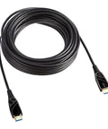 50 Ft HDMI Fiber Optic Cable Featuring Gold Plated Connectors 18Gbps Throughput Ultra HD 4K At 60Hz Supports Ethernet viewed from above.