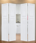 Fresh White Walnut Double Bi Fold Barn Door With Full Hardware Kit Set 96 By 80 Inches Solid Mdf Sliding Closet Doors featuring a modern kitchen backdrop.
