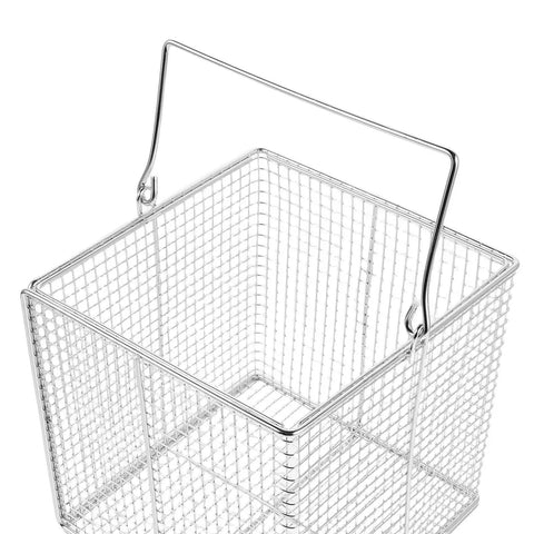Stainless Steel Ultrasonic Cleaning Basket With Swinging Handle For Small Parts Dip And Drain Design High Temperature Resistant Parts Basket For Equipment And Precision Tools Easy Batch Handling, wire mesh basket