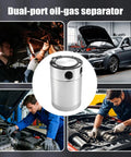 Premium 300ml Aluminum Catch Can With Baffle Plate Design for clean intake, shown with mechanics working on vehicles.