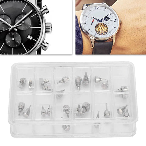 Image of 12 Size Push Press Button Tool Set for Watchmakers Alloy Construction Includes Storage Box DIY and Pro Grade Watch Repair Kit