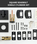 Square Deadbolt Matte Black Single Cylinder Lock With Easy Installation Keyed On One Side And Inner Turn Lock components