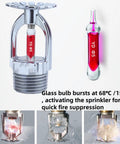 Badass Pendent Fire Sprinkler Heads Pair Forged From Sturdy Brass With A Sleek Chrome Plating and a red glass bulb for fast fire suppression.
