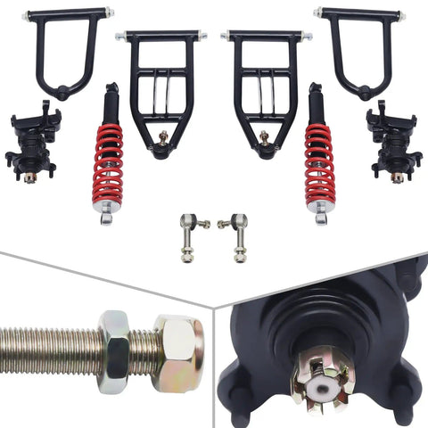 Front Suspension Swing Arm Kit For Electric ATV Quad Go Kart Parts Upper and Lower Control Arms with Steering Knuckle and Hub