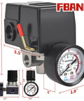 Air Compressor Pressure Switch With Regulator and Gauge, 90 to 120 PSI Switch for Quick, Reliable Pressure Control, Easy Install