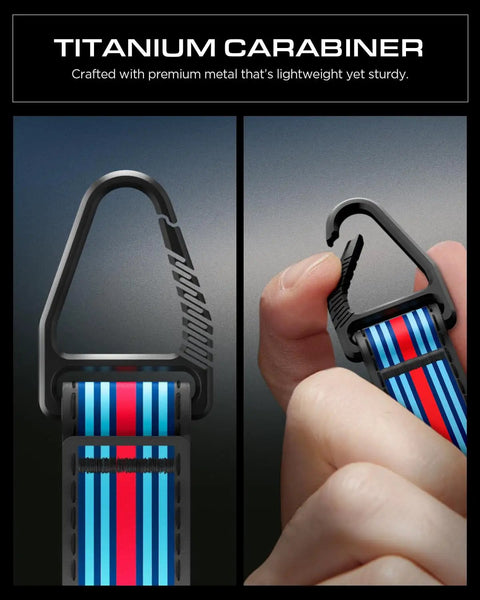Premium Slick Porsche Key Fob Cover Hard Shell Case For 911 992 Cayenne Panamera Taycan Macan with titanium carabiner detail