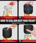 Electric Mason Jar Vacuum Sealer Kit with 10 Canning Lids, one-touch sealing demonstration step by step