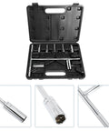Workhorse Chrome Metric Socket Wrench Set featuring T Handle design and non slip rubber grip made from premium vanadium steel in case.