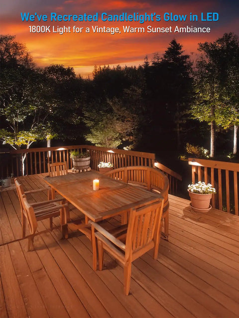 Low Voltage LED Deck Lights 5CCT 12-24V AC DC Triangle Stair Railing Light IP65 Aluminum Outdoor Landscape lighting deck at sunset