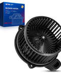 Slick Direct Fit HVAC Blower Motor for Kia Soul Kona Venue Seltos Palisade, close-up of black fan assembly, installed in box.