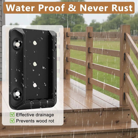 60 Piece Deck Railing Bracket Connectors For 1.5 By 3.5 Inch 2x4 Wood Posts To Handrails And Stair Rails Heavy Duty Nylon 66 installed