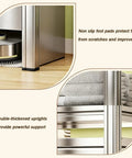 Close-up of Built Tough Stainless Steel Washer Shelf With Adjustable Multi Tier Layout, showcasing non-slip pads and thickened uprights.