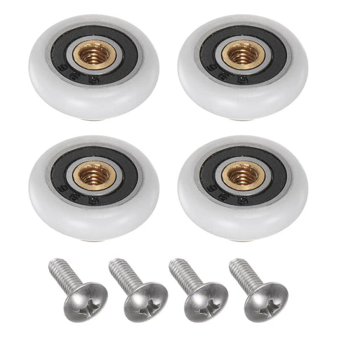 Heavy Duty Shower Door Roller Wheel Replacement Set For Sliding Bathroom Glass Doors with 20mm POM wheels and stainless steel screws.