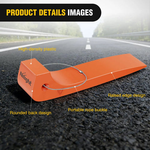 Heavy Duty Wrecker Tire Skids 4 Pack Low Friction Rolling Mats For Flatbed Recovery Gear Locked Wheel Towing Street Ready 4000 Pound Load Rating Orange Tow Gear high-density plastic design on road