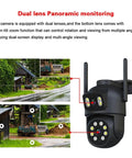 Top Shelf 4K 8MP WiFi PTZ Security Camera Kit For Badass Home Surveillance With 8CH Wireless Outdoor Dome shows dual lens panoramic view.