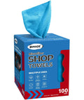UNIMADE microfiber shop towels box, blue, 11 x 9 inches, 100-pack