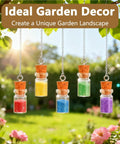 Mini Glass Bottle Charms With Corks And Eye Screw Caps Includes Tiny Dropper Vials For Diy Necklace And Keychains Perfect For Bead Art And Craft Lovers Who Want To Make Sweet Mini Treasure Jars That Are Truly Sick And Cool To Show Off, hanging in sunlight filled garden.