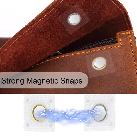 48 Pieces Hidden Magnetic Snap Closures With A Knockout Grip And Slick Invisible Seam Easy Sew On Magnet Buttons For Purses Clothing And Stress Free Diy Fashion Fixes, showing strong magnetic snaps on a brown fabric.