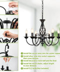 Assembly guide for Six Light Farmhouse Candle Chandelier For Living Room And Kitchen, Rustic Industrial Pendant Ceiling Light Fixture