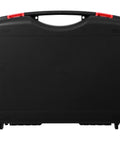 Rock Solid Portable Plastic Toolbox With Reinforced Lid And Grippy Carry Handle For Built Like A Tank Workshop Storage And Knockout Gear Organization On The Go, black, back view