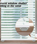 Spring Loaded Plantation Shutter Pins And Heavy Duty Magnets Complete 125 Piece Repair Kit With Screws For Windows Doors close-up of a window shutter with a heavy magnet installed to prevent rattling.