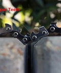 Rugged Pocket Chainsaw With Razor Sharp Links For Swift Branch Cutting showing 33 sharp teeth on steel chain for effective cutting.