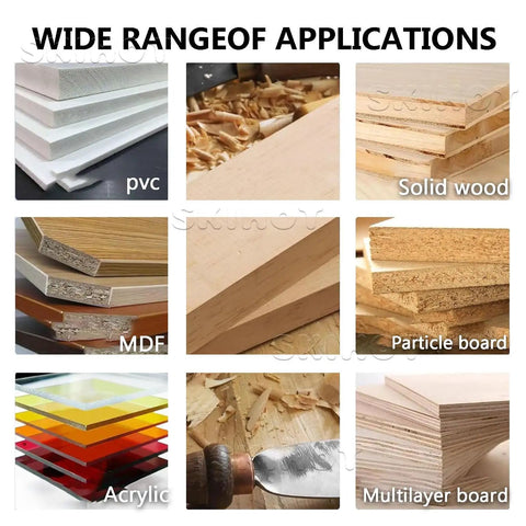 Wide range of applications for Automatic Edge Bander Portable Edge Banding Machine With 1000ml Glue Capacity showing various wood types