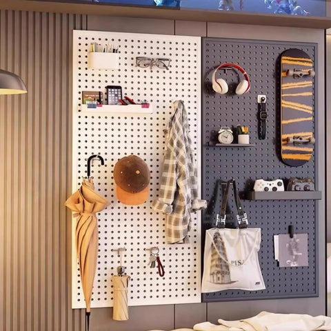 Heavy Duty Metal Pegboard Wall Organizer With Tools Hooks For Garage Shop Storage Green Powder Coated Steel Rack Rock Solid Build displaying organized accessories.