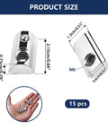 Super Sweet 15 Count M6 T Slot Nuts for 4040 Aluminum Extrusion with 8mm Groove Roll In Spring Loaded Ball Design Carbon Steel Nickel Plated Fastener for CNC Router and 3D Printer Builds, showing product size specifications.
