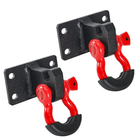 Two Pack Front Tow Hook Mounting Brackets With Three Quarter Inch D Ring For Ram 2500 3500 4500 Trucks 2010 To 2020 Beefy Heavy Duty Steel With Black Powder Coat Tow Recovery Ready Off Road Compatible